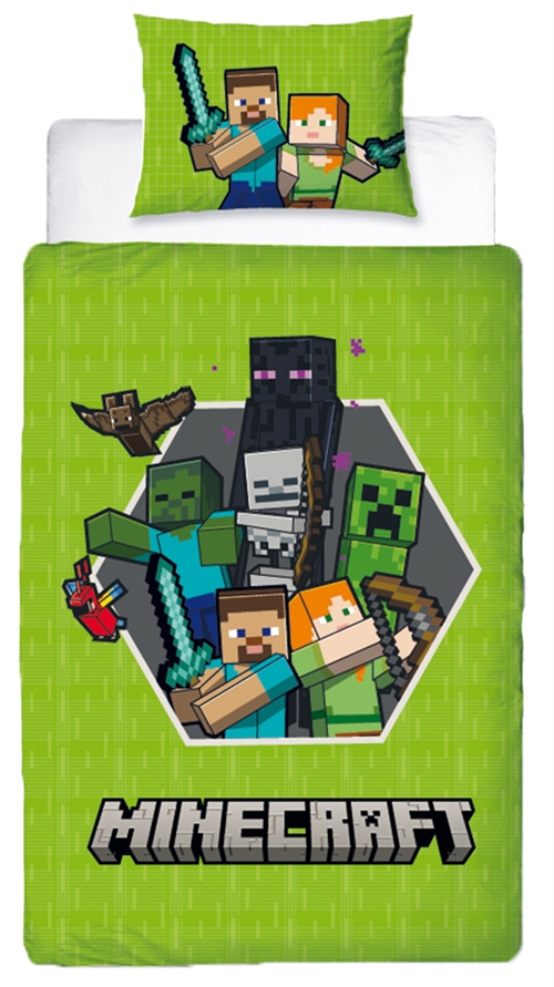 Minecraft bedding - 150x210 cm - Bedding with a 2-in-1 design - 100% cotton bedding