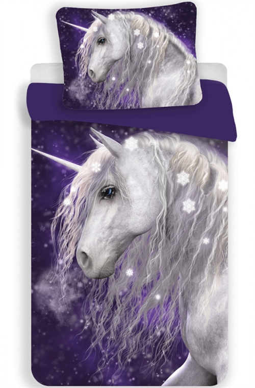 Unicorn bedding - 140x200 cm - Beautiful unicorn with stars - 100% cotton bedding set