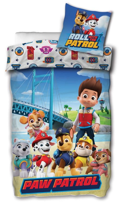 Paw Patrol bedding - 140x200 cm - Roll with the Patrol - 2-in-1 design - Duvet cover in 100% cotton