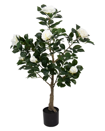 Artificial rose tree 110 cm tall - With white roses and exquisite details