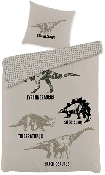 Sengetøj 140x200 cm - Dinosaur sengetøj - Tyrannosaurus - 2 i 1 design - 100% bomulds sengesæt