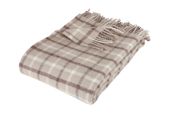 Wool throw - 100% New Norwegian wool - Axel - Sand with chequered pattern - 130x200 cm - Arctic