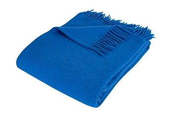 Wool throw - 100% New Norwegian wool - Solid Cobalt Blue - 130x200 cm - Arctic